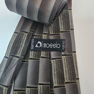 Dimoggio Mens Formal Necktie 100% Silk Vintage Abstract Geometric Earth Tones